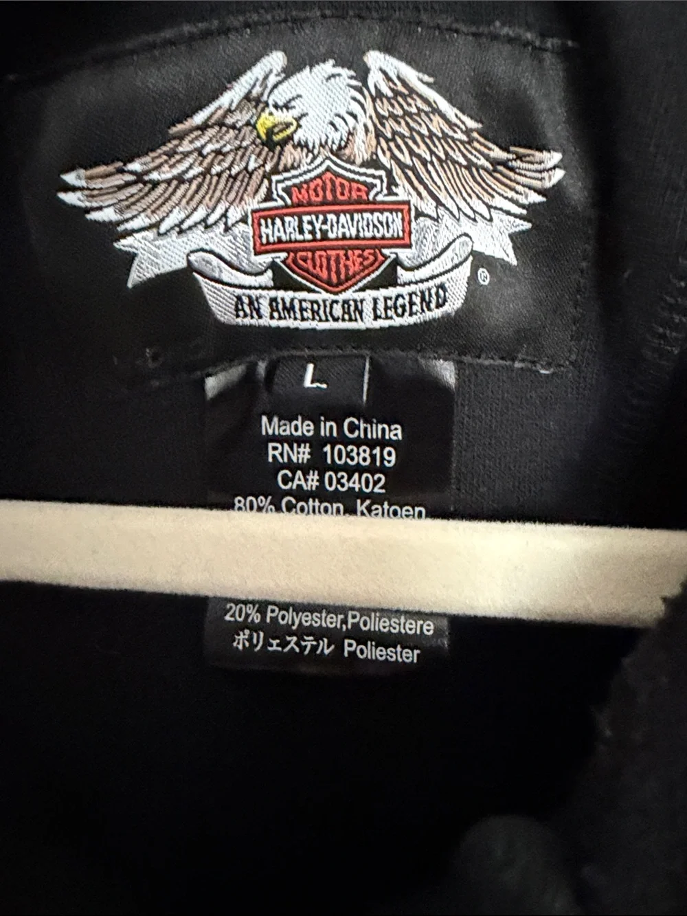 Harley-Davidson Black Full-Zip Hooded Sweatshirt with Logo -large